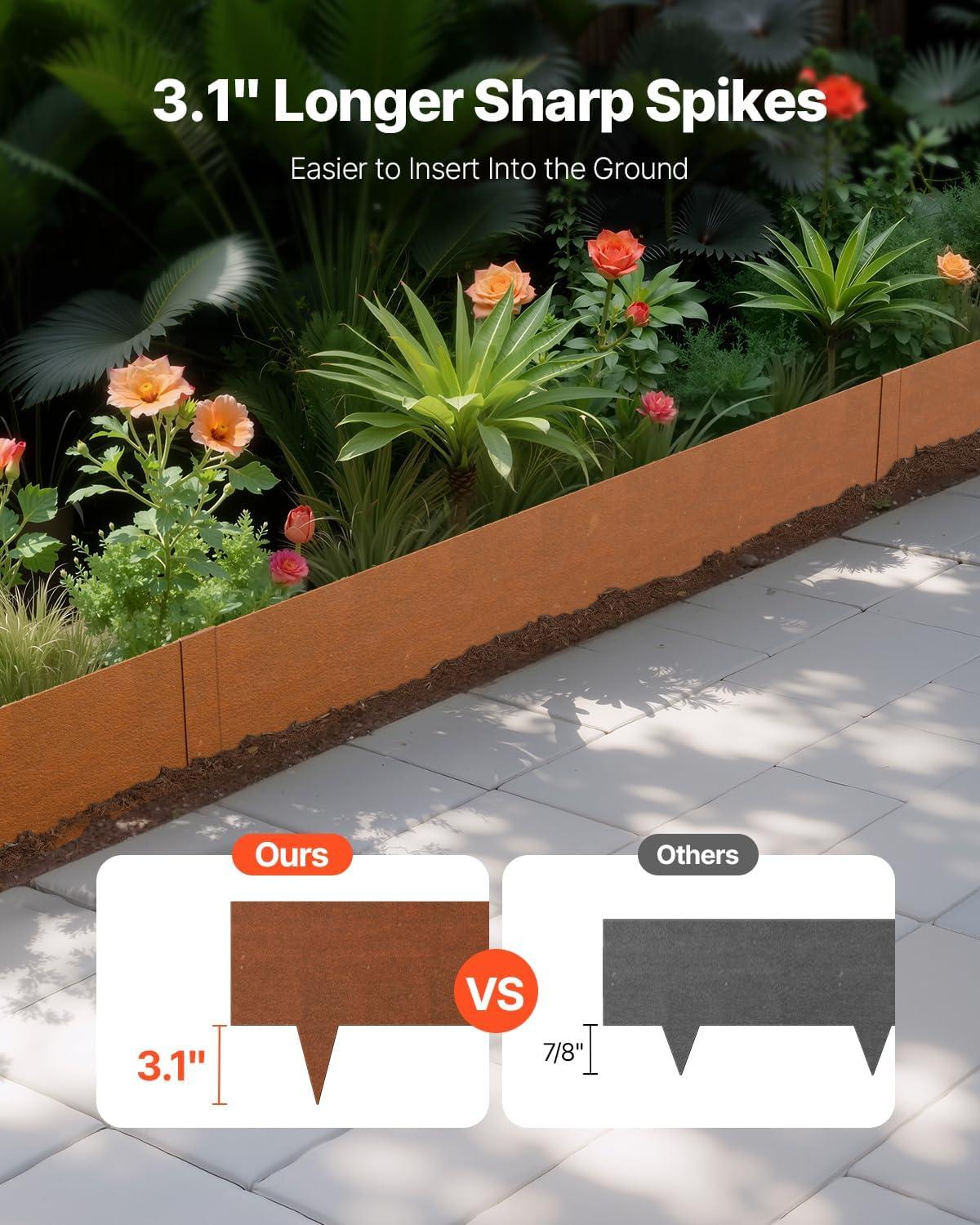 image:imageVEVOR Steel Landscape Edging 6 Packs 40 x 8 in WeatherResistant amp PreRust Metal Landscape Edging Bendable Garden Edging Border Shark Spike Lawn Edging for Flower Bed Yard Pathway DividerUpgraded versionShark Spike