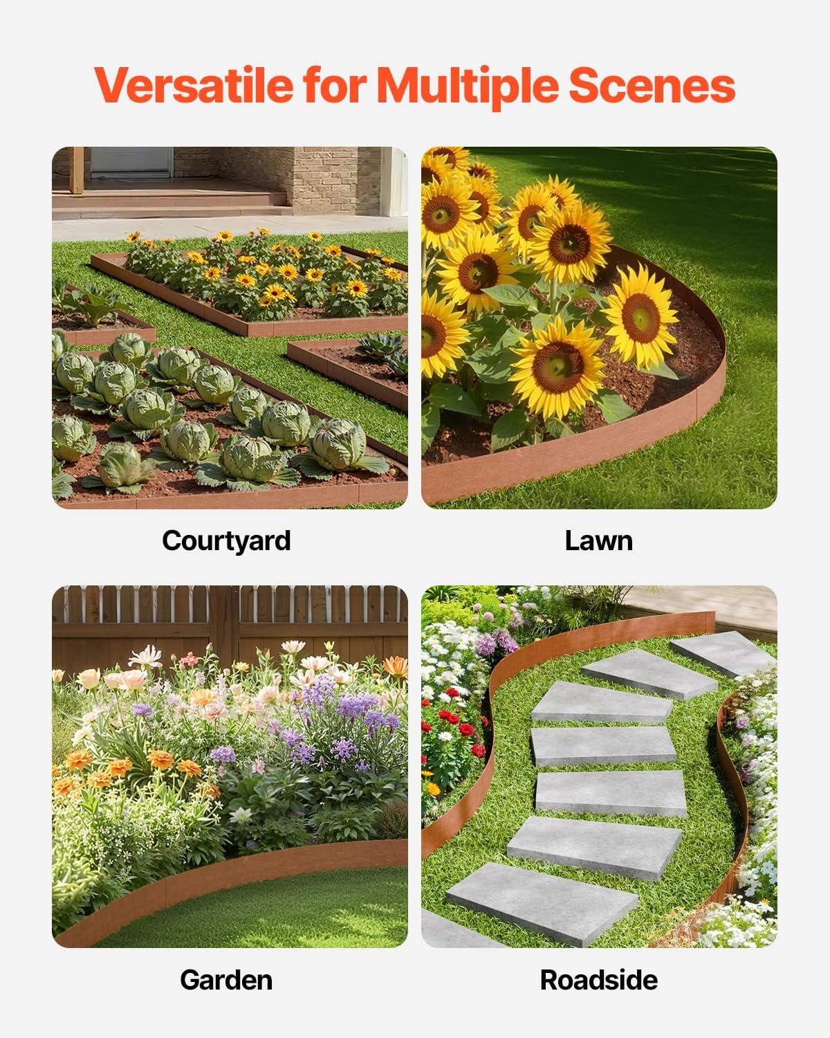 image:imageVEVOR Steel Landscape Edging 6 Packs 40 x 8 in WeatherResistant amp PreRust Metal Landscape Edging Bendable Garden Edging Border Shark Spike Lawn Edging for Flower Bed Yard Pathway DividerUpgraded versionShark Spike