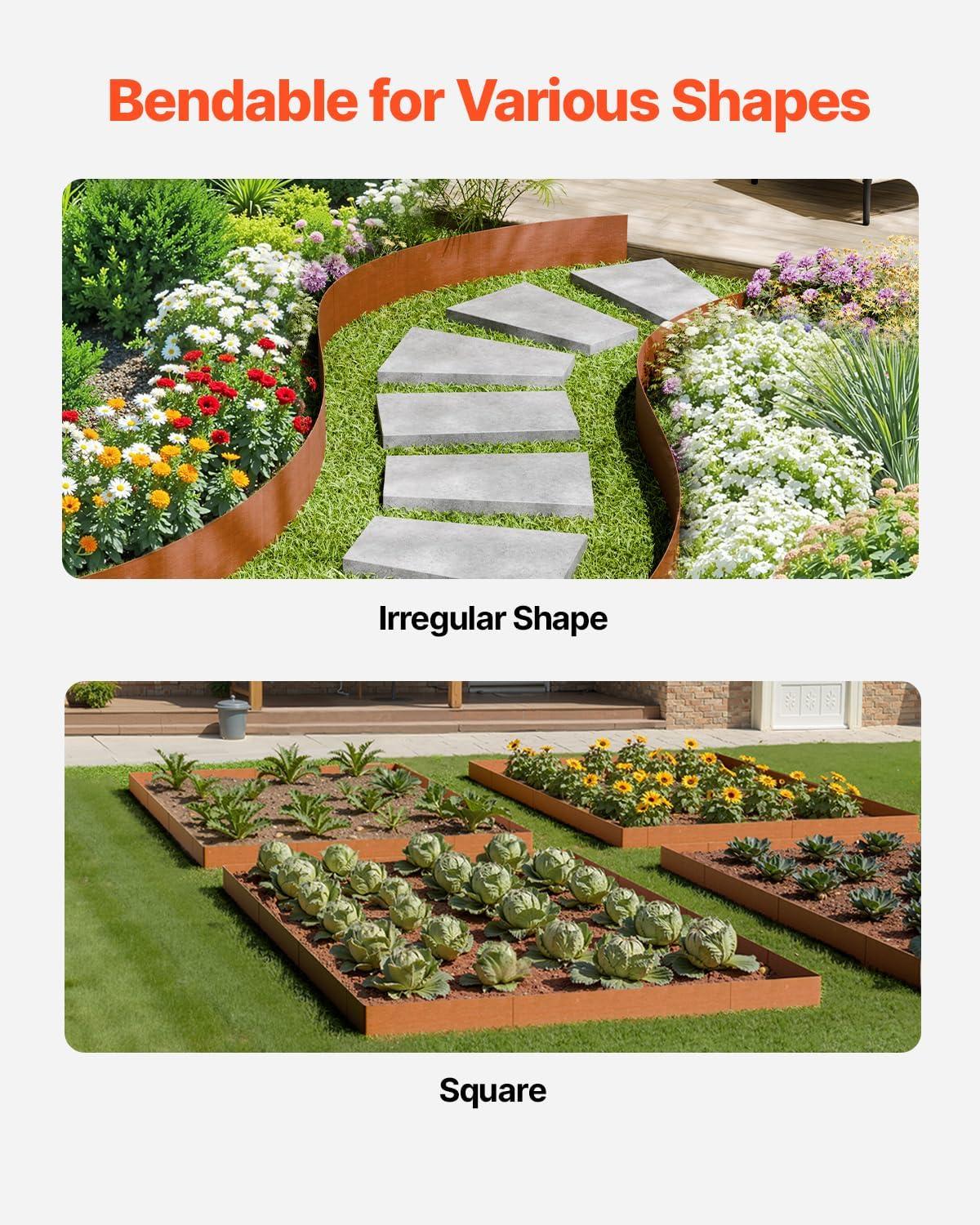 image:imageVEVOR Steel Landscape Edging 6 Packs 40 x 8 in WeatherResistant amp PreRust Metal Landscape Edging Bendable Garden Edging Border Shark Spike Lawn Edging for Flower Bed Yard Pathway DividerUpgraded versionShark Spike