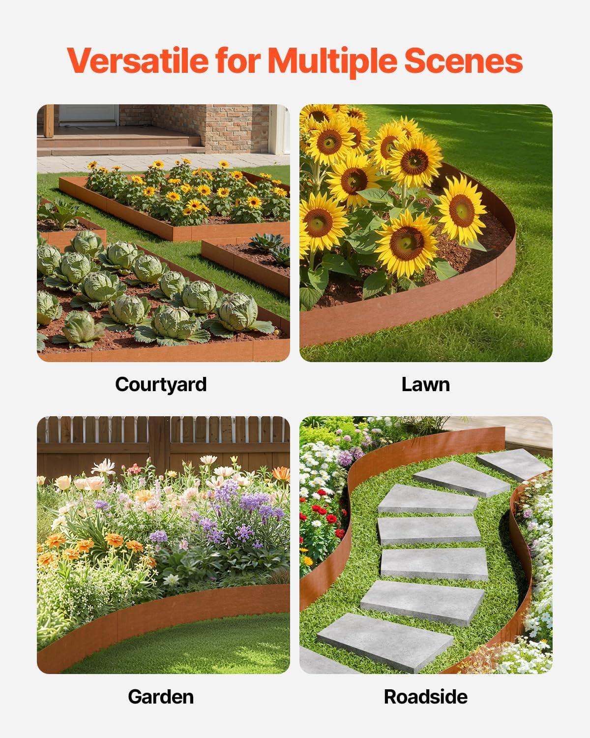 image:imageVEVOR Steel Landscape Edging 6 Packs 40 x 8 in WeatherResistant amp PreRust Metal Landscape Edging Bendable Garden Edging Border Shark Spike Lawn Edging for Flower Bed Yard Pathway DividerUpgraded versionRipple Spike