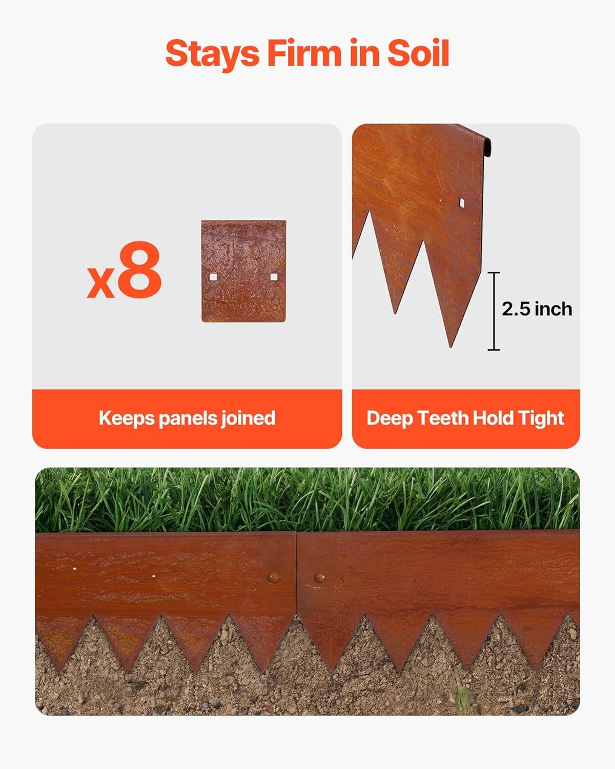 image:imageVEVOR Steel Landscape Edging 6 Packs 40 x 8 in WeatherResistant amp PreRust Metal Landscape Edging Bendable Garden Edging Border Shark Spike Lawn Edging for Flower Bed Yard Pathway DividerModern