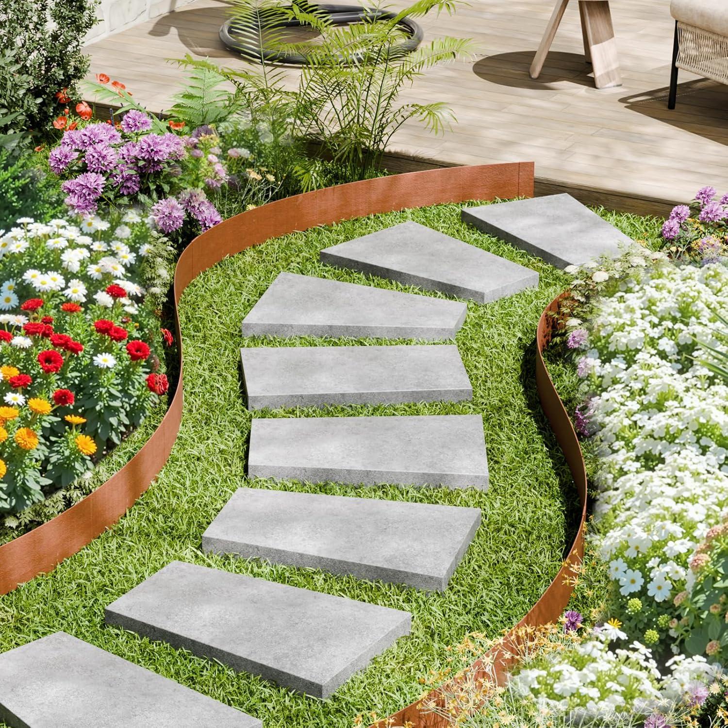 image:imageVEVOR Steel Landscape Edging 6 Packs 40 x 8 in WeatherResistant amp PreRust Metal Landscape Edging Bendable Garden Edging Border Shark Spike Lawn Edging for Flower Bed Yard Pathway DividerUpgraded versionShark Spike