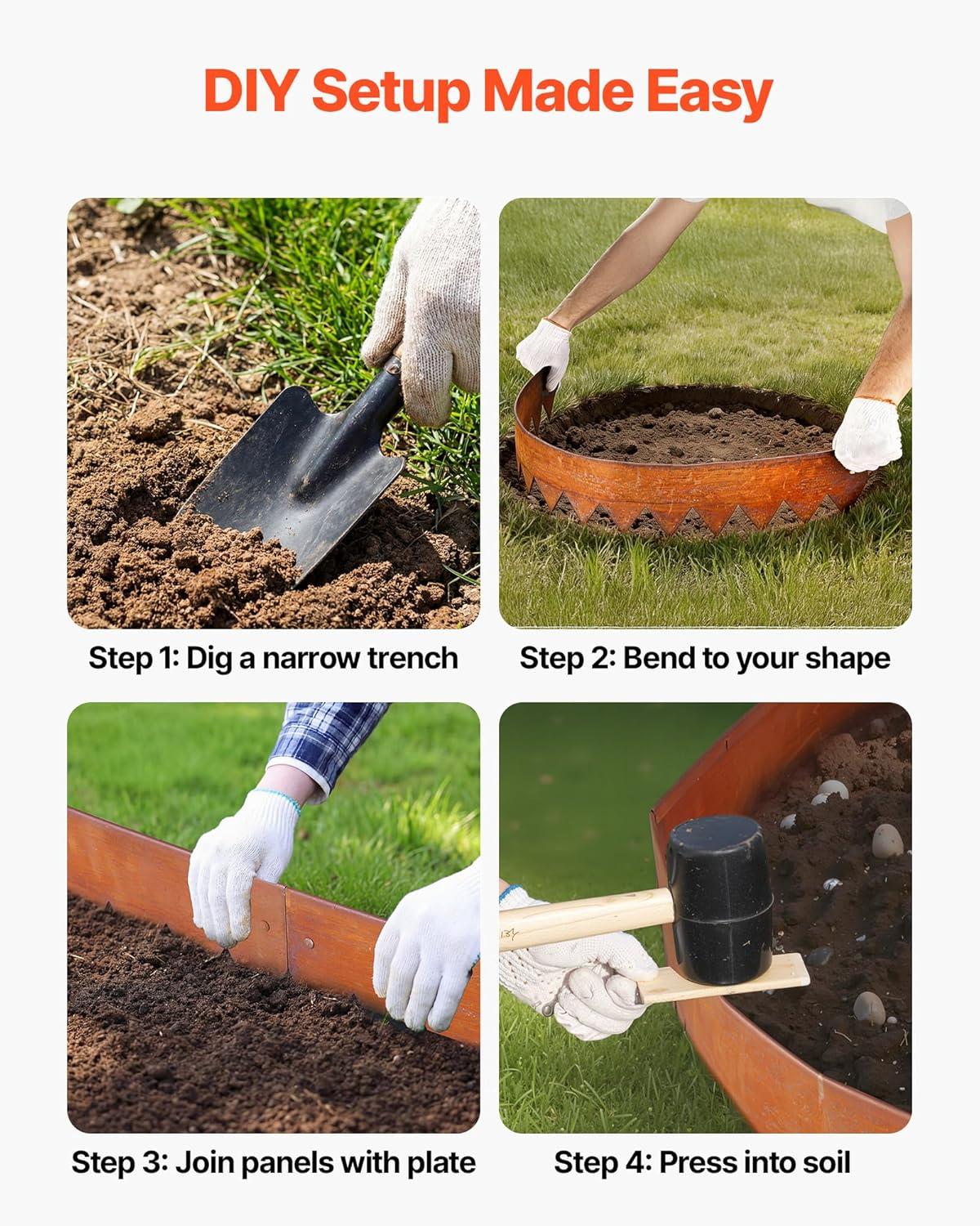 image:imageVEVOR Steel Landscape Edging 6 Packs 40 x 8 in WeatherResistant amp PreRust Metal Landscape Edging Bendable Garden Edging Border Shark Spike Lawn Edging for Flower Bed Yard Pathway DividerModern