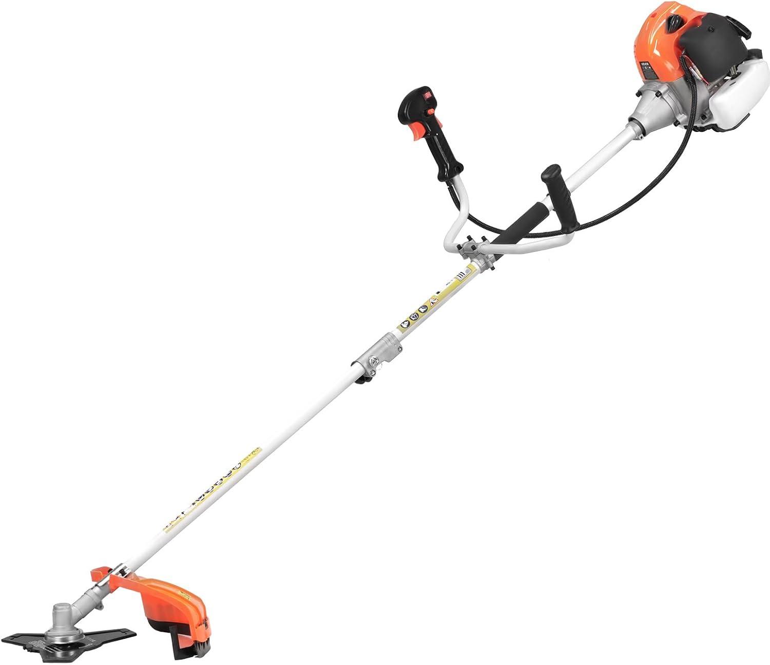 image:imageVEVOR String Trimmer 26cc 2 in 1 Weed Eater 17 Grass Trimmer with 10 Brush Cutter Weed Eater Gas Powered Shoulder Strap amp 3T Blade 2Stroke Weed Wacker Gas for Quick Grass Cleaning52 CC