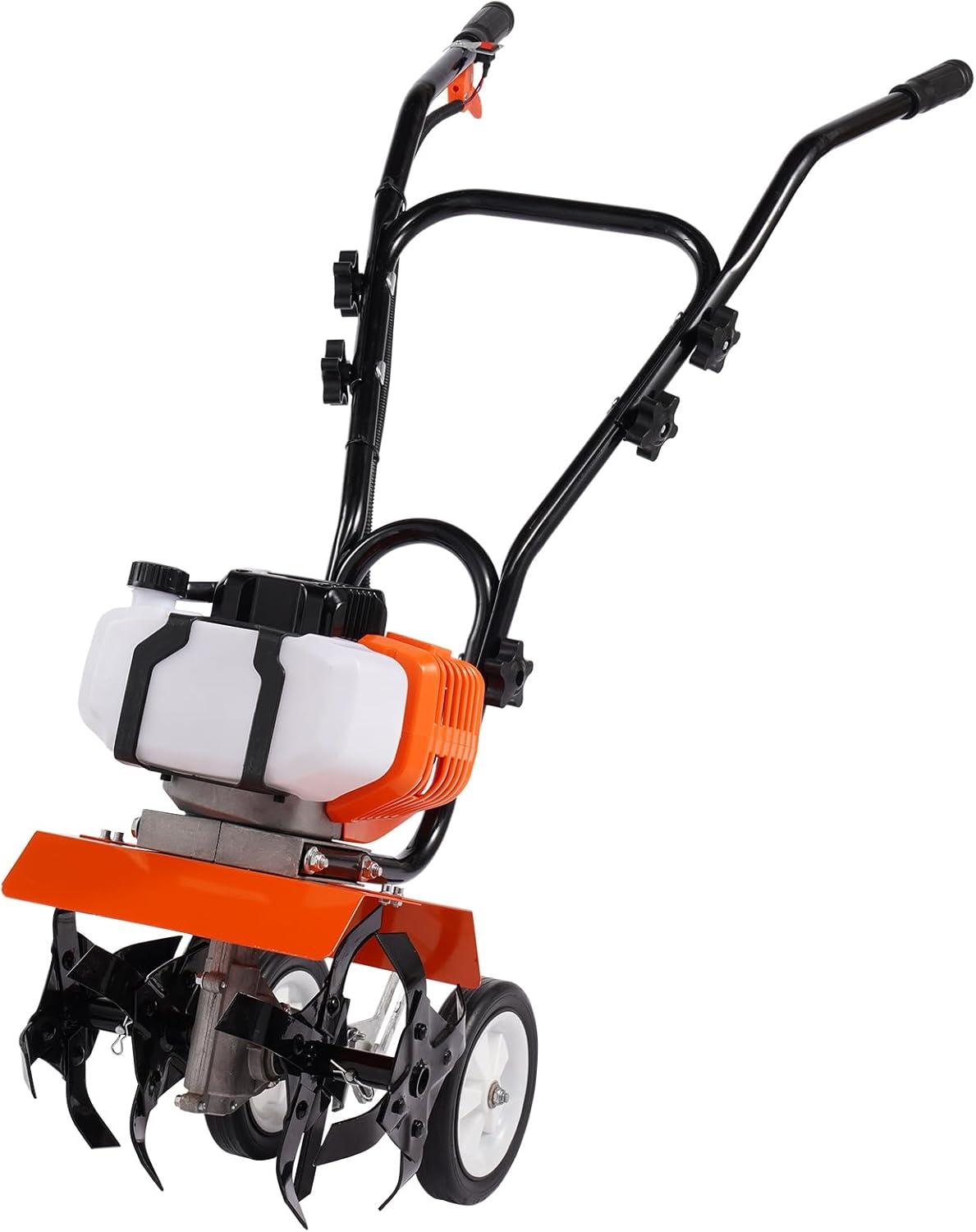 image:imageVEVOR Tiller Cultivator Gas Powered 43CC 2Stroke Garden Cultivator Tiller with 4 Steel Adjustable Front Tines for Lawn Garden and Field Soil Cultivation43CC 2Stroke