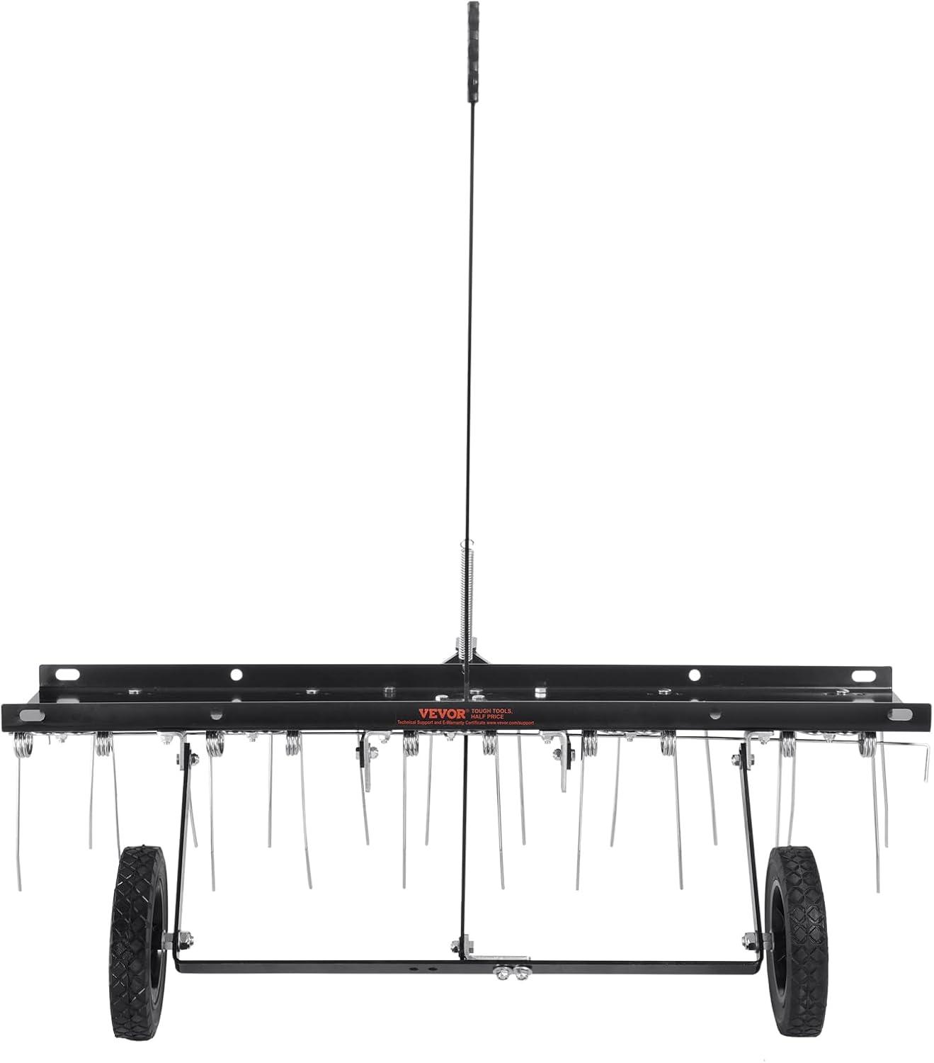 image:imageVEVOR Tow Behind Dethatcher 48inch Tow Dethatcher with 24 Spring Steel Tines Lawn Dethatcher Rake for ATV or Mower Tow Behind Lawn Rake with Lift Handle for Garden Farm Grass40 Tow Behind Dethatcher