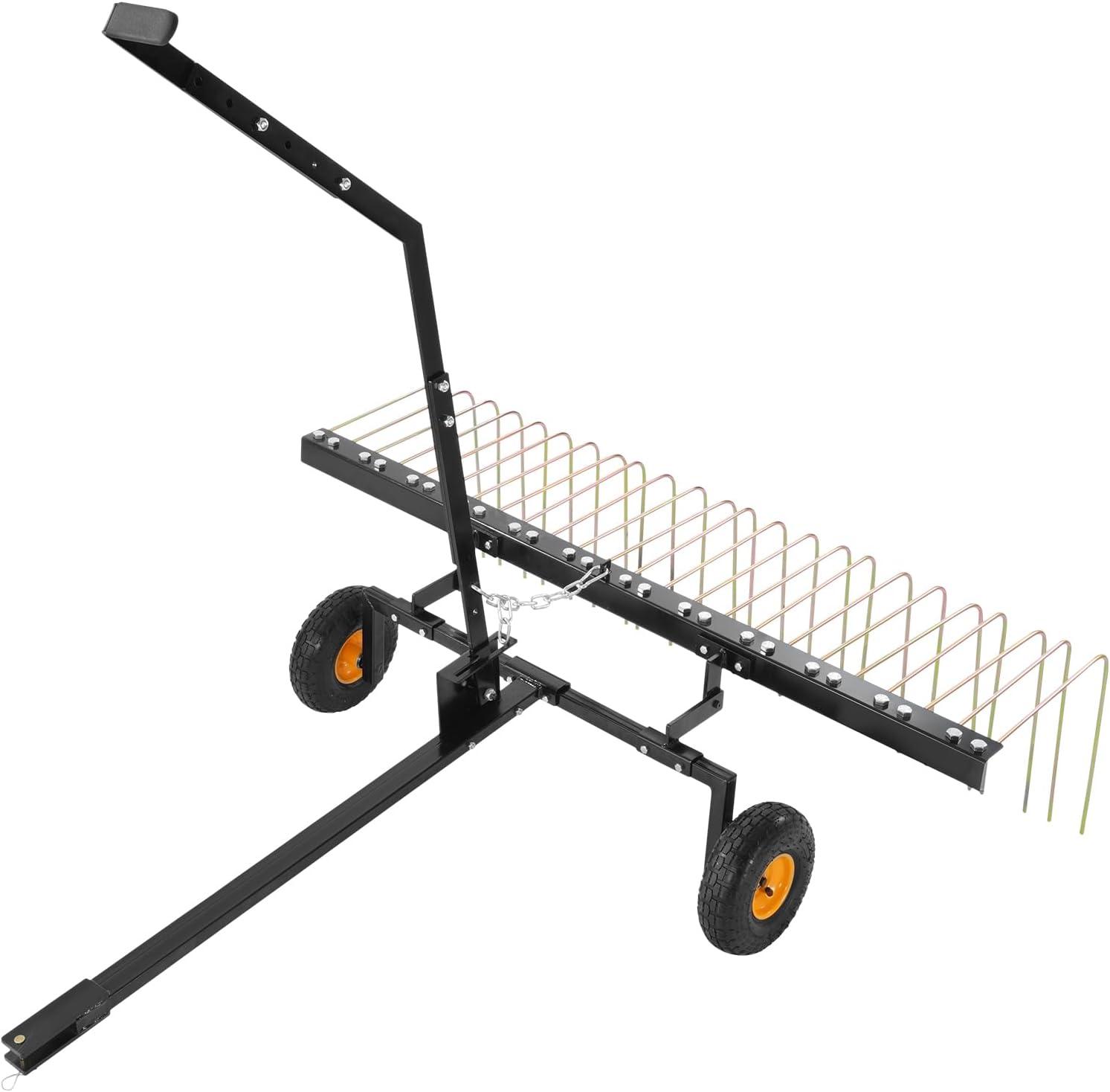image:imageVEVOR Tow Behind Dethatcher 48inch Tow Dethatcher with 24 Spring Steel Tines Lawn Dethatcher Rake for ATV or Mower Tow Behind Lawn Rake with Lift Handle for Garden Farm Grass60 Tow Behind Dethatcher