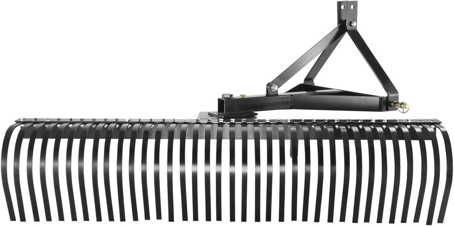 image:imageVEVOR Tow Behind Dethatcher 48inch Tow Dethatcher with 24 Spring Steel Tines Lawn Dethatcher Rake for ATV or Mower Tow Behind Lawn Rake with Lift Handle for Garden Farm Grass72 Tow Dethatcher with 3point Attachments