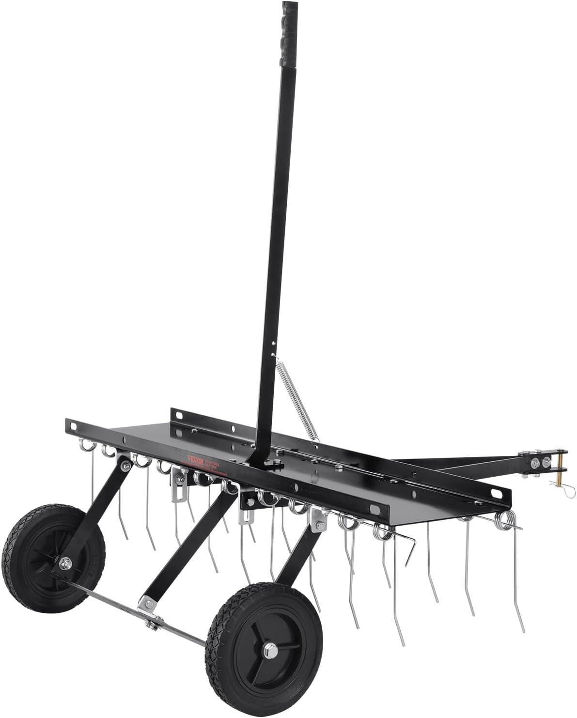 image:imageVEVOR Tow Behind Dethatcher 48inch Tow Dethatcher with 24 Spring Steel Tines Lawn Dethatcher Rake for ATV or Mower Tow Behind Lawn Rake with Lift Handle for Garden Farm Grass40 Tow Behind Dethatcher