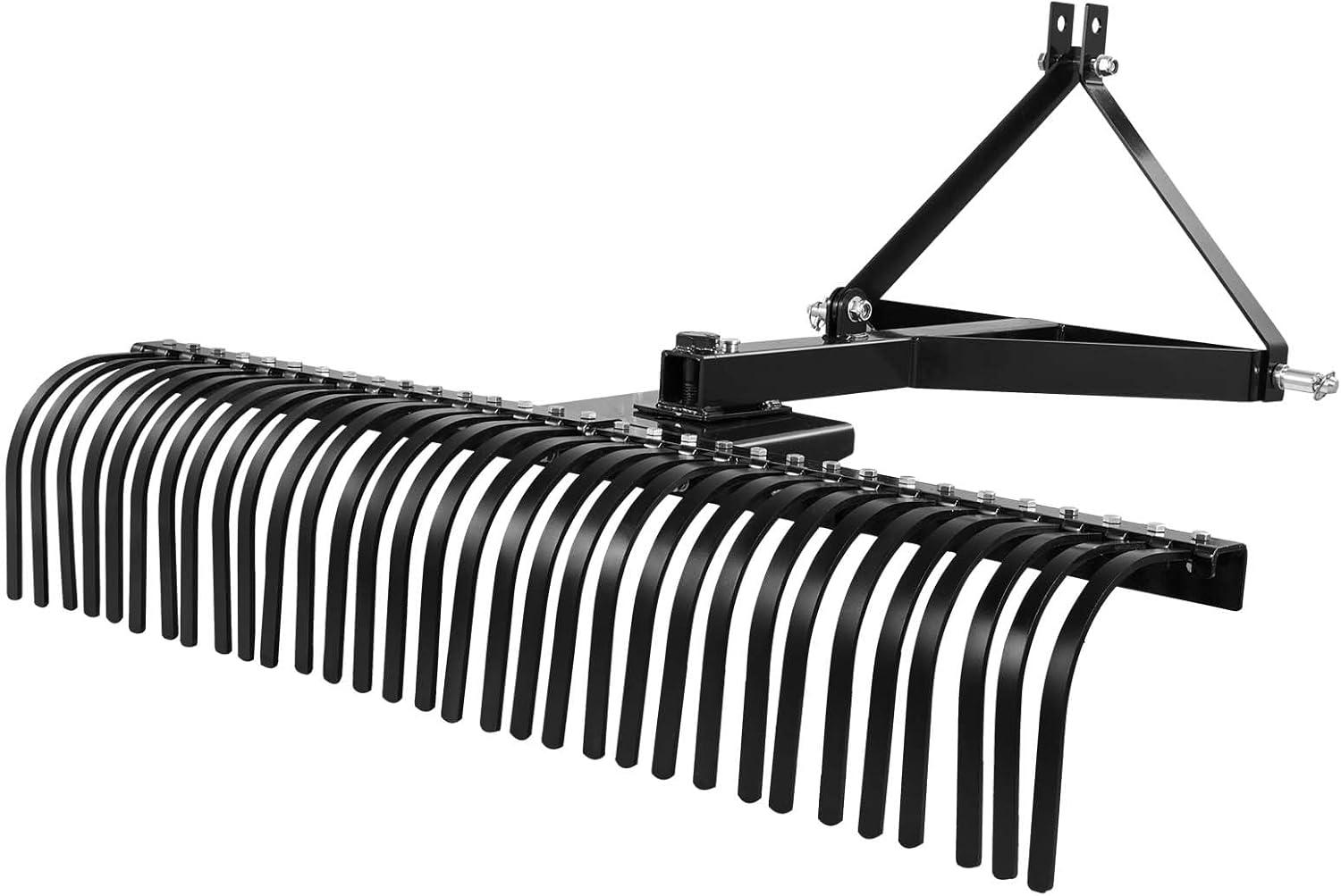 image:imageVEVOR Tow Behind Dethatcher 48inch Tow Dethatcher with 24 Spring Steel Tines Lawn Dethatcher Rake for ATV or Mower Tow Behind Lawn Rake with Lift Handle for Garden Farm Grass60 3point Dethatcher with Attachments