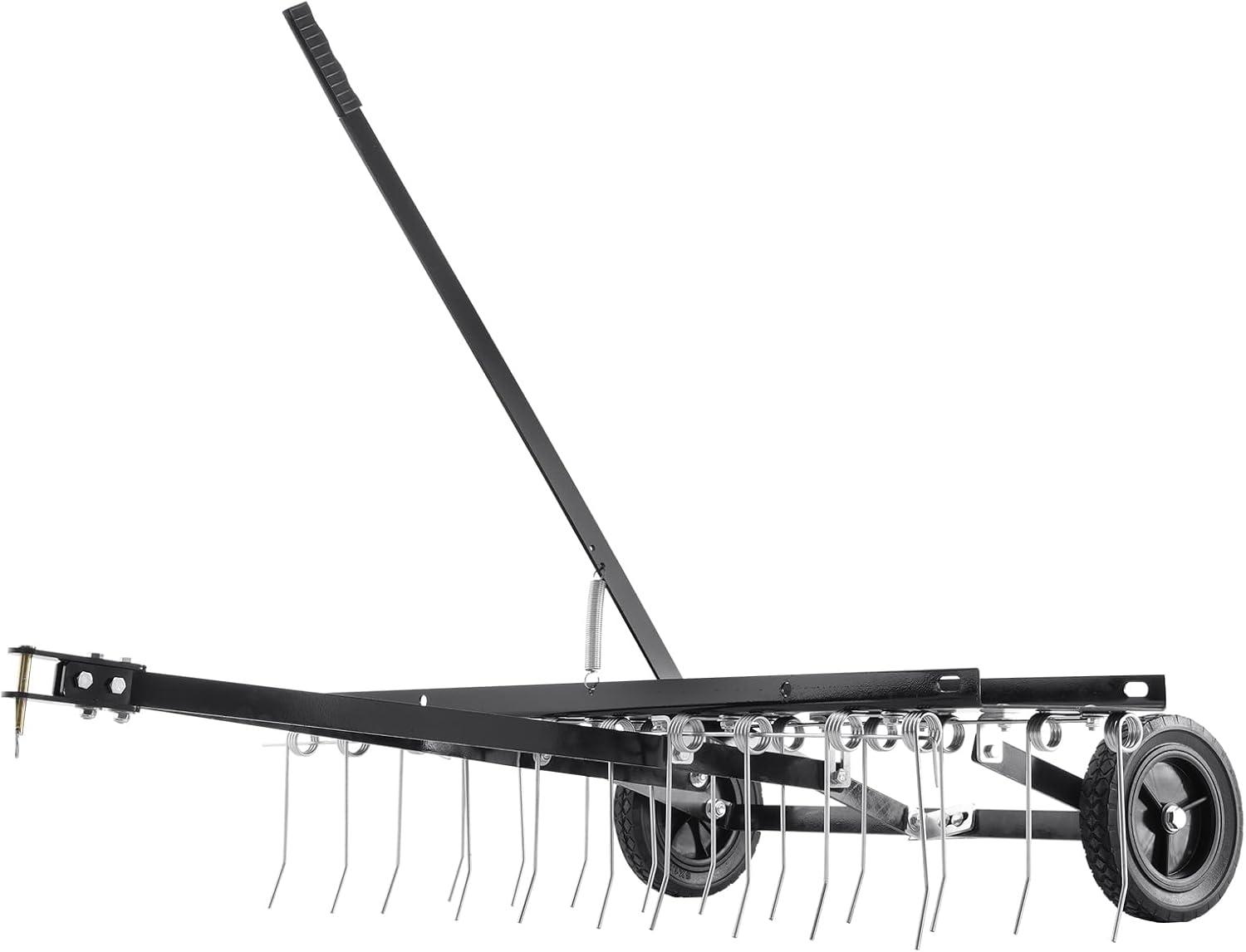 image:imageVEVOR Tow Behind Dethatcher 48inch Tow Dethatcher with 24 Spring Steel Tines Lawn Dethatcher Rake for ATV or Mower Tow Behind Lawn Rake with Lift Handle for Garden Farm Grass40 Tow Behind Dethatcher