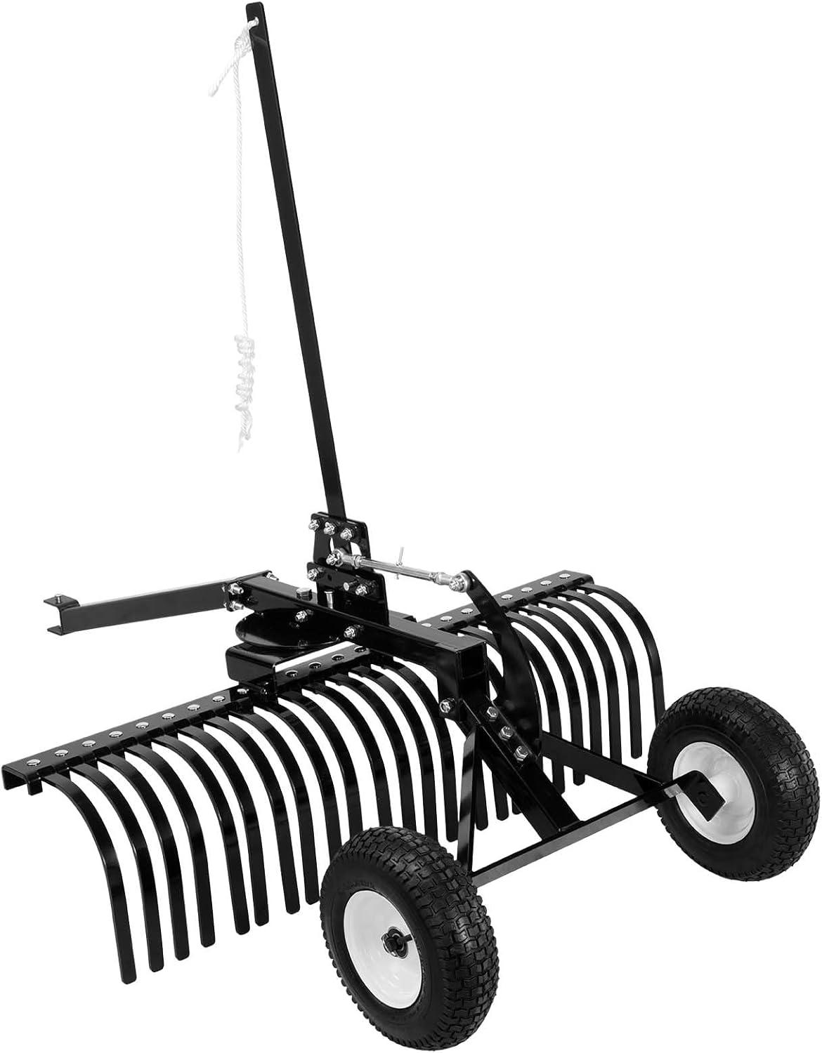 image:imageVEVOR Tow Behind Dethatcher 48inch Tow Dethatcher with 24 Spring Steel Tines Lawn Dethatcher Rake for ATV or Mower Tow Behind Lawn Rake with Lift Handle for Garden Farm Grass48 Dethatcher with Height Adjustment