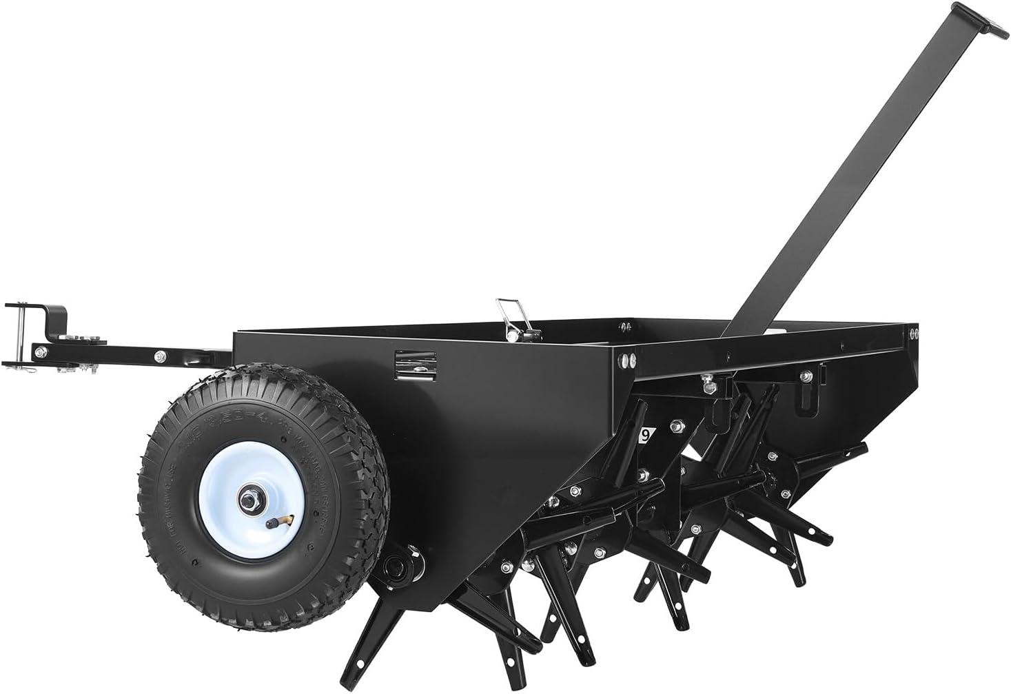 image:imageVEVOR Tow Behind Plug Aerator 32 in Lawn Spike Aerator with Universal Hitch Heavy Duty amp RustResistant Pull Behind Spike Aerator Tool with Folded Edge Tray for Farmland amp Garden TractorsCore Aerator 48in