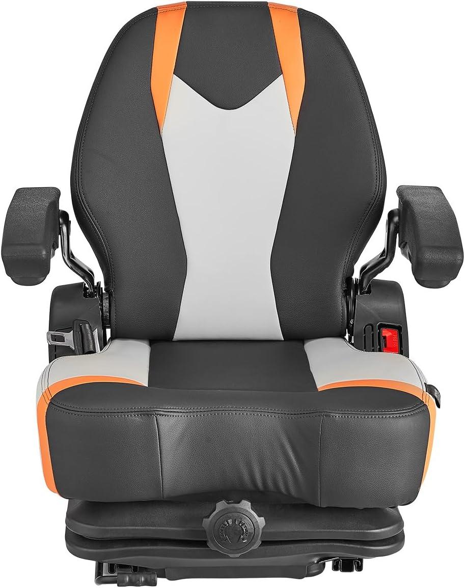 image:imageVEVOR Universal Forklift Seat Tractor Suspension Seat with Adjustable Back Armrest amp Safety Belt Secure Fold Down Tractor Seat with Micro Switch Lawnmower Seat for Skid Loader Bulldozer