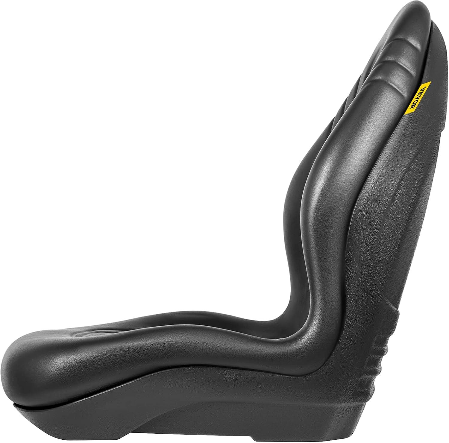 image:imageVEVOR Universal Lawn Tractor Seat Replacement Compact High Back Mower Seat Black Vinyl Forklift Seat Central Drain Hole Skid Steer Seat with Mounting Bolt Patterns of 8 x 115 amp 1125 x 1151Pc Black
