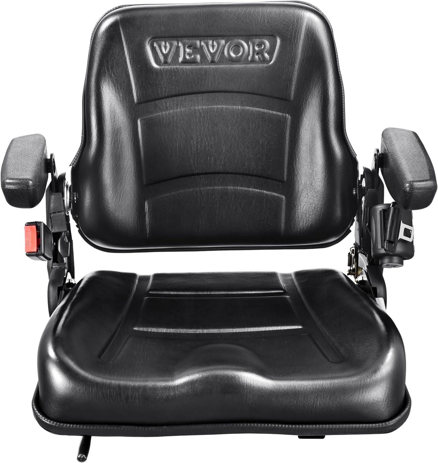 image:imageVEVOR Universal Tracor Seat Lawn Mower Seat with Micro Switch and Drainage Holes 63118 inch Extended Slot Tractor Seat for Tractor Loader Excavator2023New with ArmrestBelt