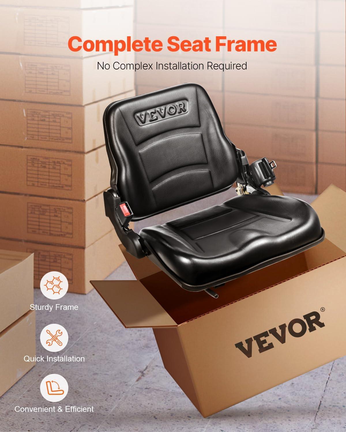 image:imageVEVOR Universal Tracor Seat Lawn Mower Seat with Micro Switch and Drainage Holes 63118 inch Extended Slot Tractor Seat for Tractor Loader Excavator2023New with Belt