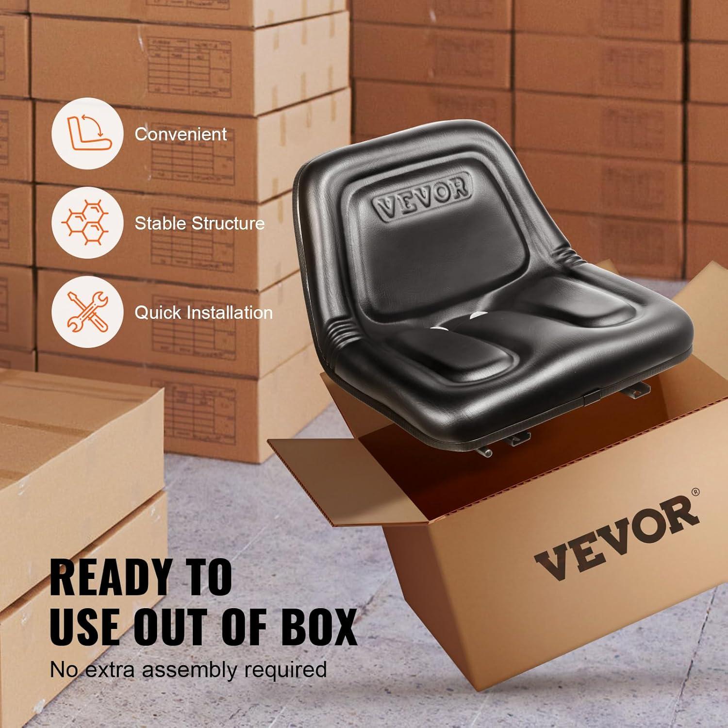 image:imageVEVOR Universal Tracor Seat Lawn Mower Seat with Micro Switch and Drainage Holes 63118 inch Extended Slot Tractor Seat for Tractor Loader ExcavatorOne piece style