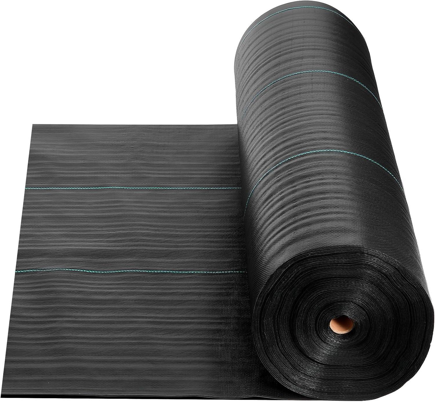 image:imageVEVOR Weed Barrier Fabric Heavy Duty 14x50FT 32oz Landscape Fabric Woven Weed Blocker Fabrics Garden Fabrics Weeds Barrier Weeds Control Ground Cover Geotextile Webbing Gardening Mat Black6FT250FT5oz