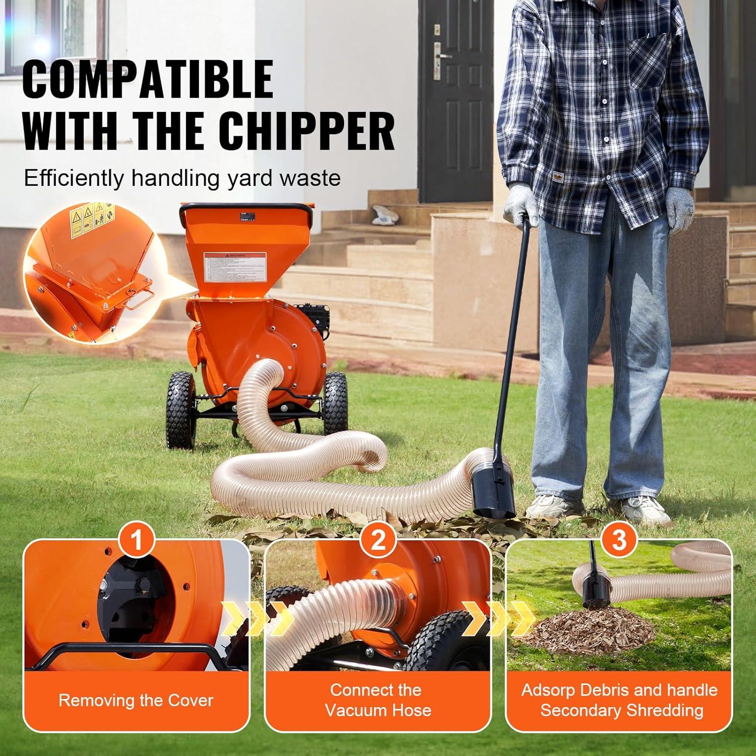image:imageVEVOR Wood Chipper Shredder Mulcher 7HP Heavy Duty Gas Powered Engine 2 Max Diameter 212cc 41 kW 4Stroke 3in1 Woodchipper Fast Chipping Chopping for Forestry Gardens EPA CertifiedWood Chipper Vacuum Kit