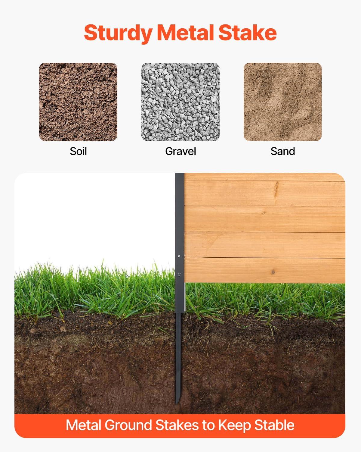image:imageVEVOR Wooden Privacy Fence 48 x 49 inch Air Conditioner Fence 2 Panel Solid Outdoor Wood Privacy Screen with Metal Stakes Steel Frame Trash Can Hider Fences Suitable for Garden Pool2