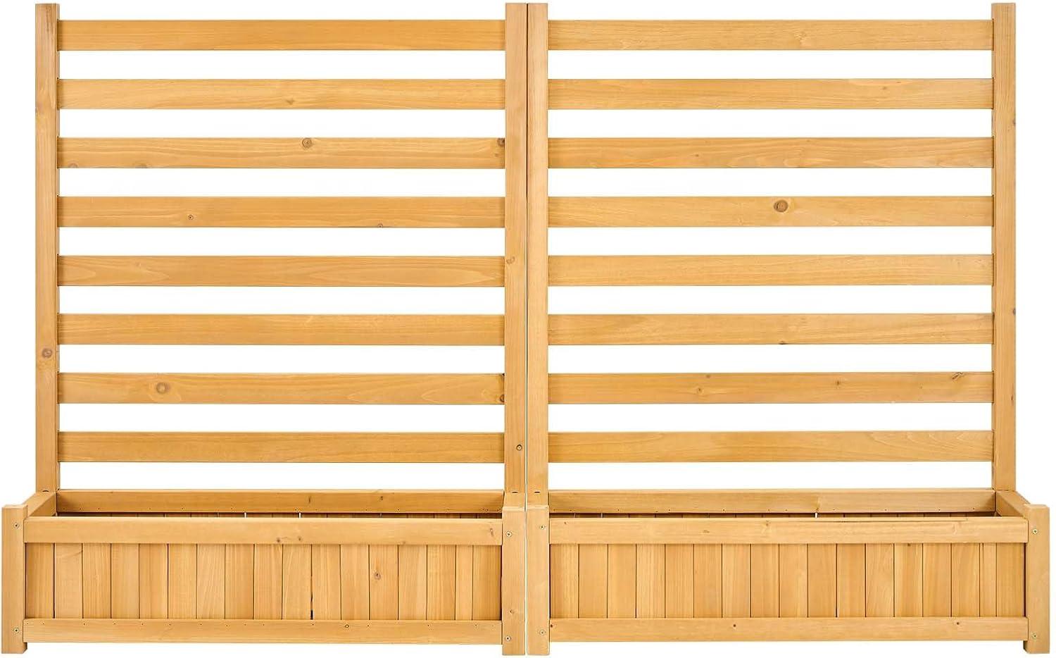 image:imageVEVOR Wooden Privacy Fence 48 x 49 inch Air Conditioner Fence 2 Panel Solid Outdoor Wood Privacy Screen with Metal Stakes Steel Frame Trash Can Hider Fences Suitable for Garden Pool2