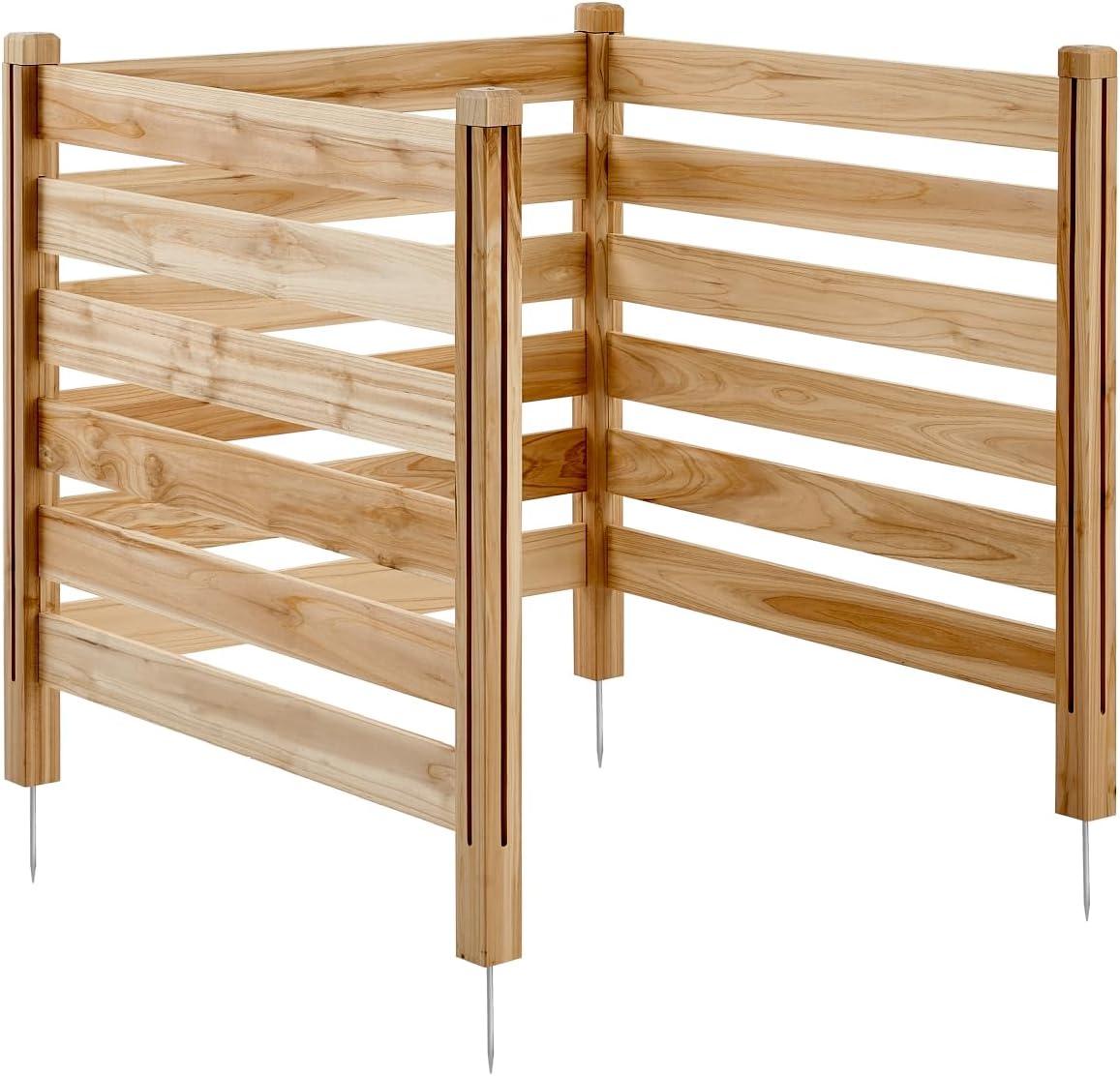 image:imageVEVOR Wooden Privacy Fence 48 x 49 inch Air Conditioner Fence 2 Panel Solid Outdoor Wood Privacy Screen with Metal Stakes Steel Frame Trash Can Hider Fences Suitable for Garden Pool3