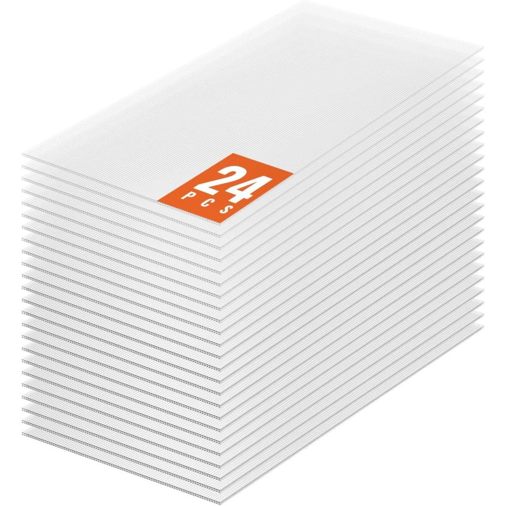 image:imageVEVOR 24 Pack Polycarbonate Greenhouse Panels 2 X 4 X 016 Roof Panels Sheets Waterproof UV Protected Corrugated Plastic Roofing Impact Resistance Clear Roofing Sheets for GreenhouseGarden24PCS 4FT 2FT 016IN