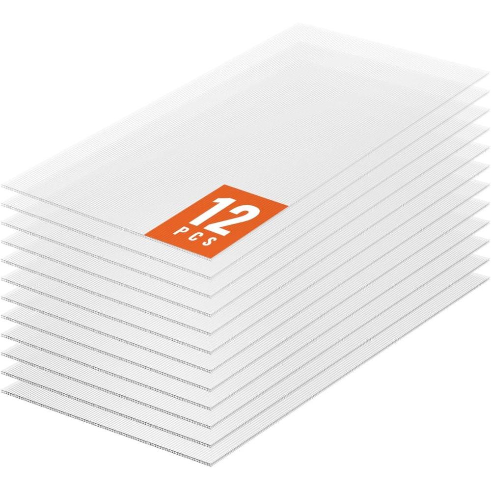 image:imageVEVOR 24 Pack Polycarbonate Greenhouse Panels 2 X 4 X 016 Roof Panels Sheets Waterproof UV Protected Corrugated Plastic Roofing Impact Resistance Clear Roofing Sheets for GreenhouseGarden12PCS 4FT 2FT 024IN
