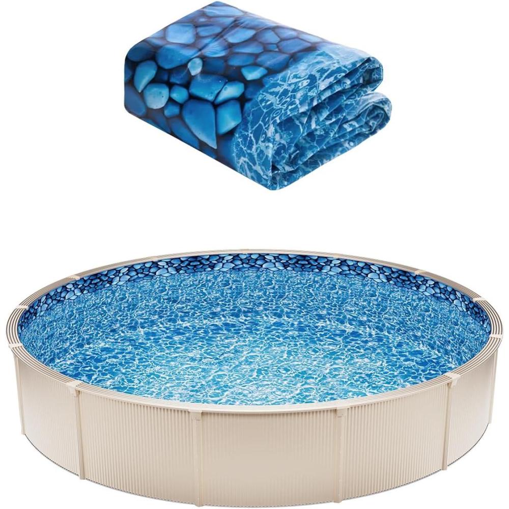 image:imageVEVOR 24ft Round Above Ground Pool Liner Unibead Pool Liners Standard Gauge 52inch Wall Height Designed for Steel Sided AboveGround Swimming PoolsRound