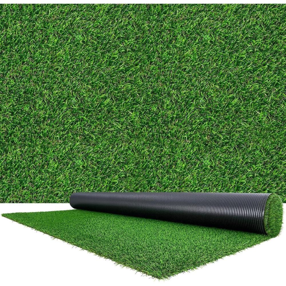 image:imageVEVOR Artificial Grass 10 x 65 ft Fake Grass Turf Rug 138 in Pile Height Realistic Synthetic Lawn Carpet Roll Mat Easy Clean Drainage Holes for Patio Garden Balcony Outdoor Indoor Decor Green