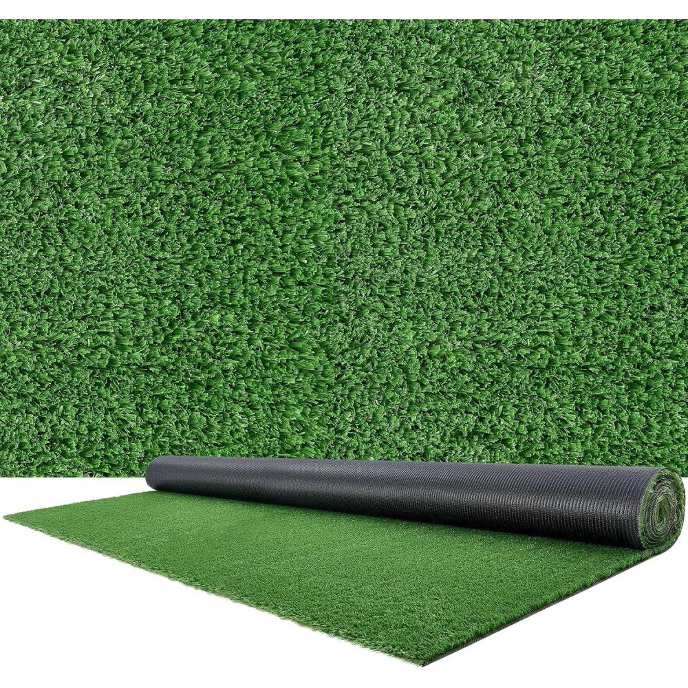 image:imageVEVOR Artificial Grass 12 x 7 ft Fake Grass Turf Rug 06 in Pile Height Realistic Synthetic Lawn Carpet Roll Mat Easy Clean Drainage Holes for Patio Garden Balcony Outdoor Indoor Decor Green