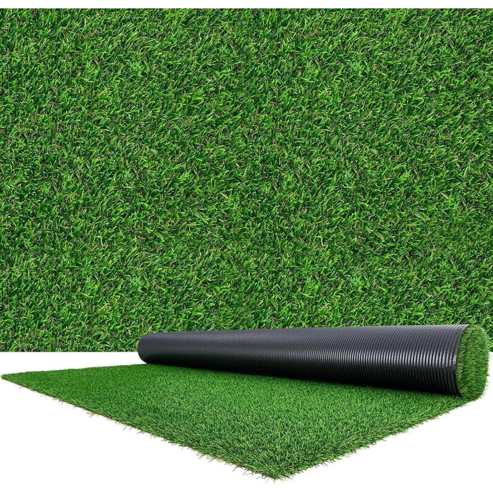 image:imageVEVOR Artificial Grass 15 x 7 ft Fake Grass Turf Rug 138 in Pile Height Realistic Synthetic Lawn Carpet Roll Mat Easy Clean Drainage Holes for Patio Garden Balcony Outdoor Indoor Decor Green