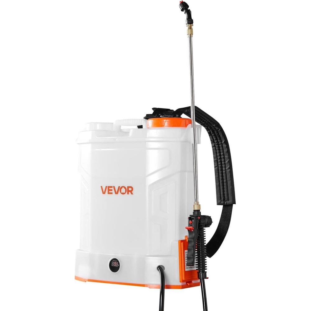 image:imageVEVOR Battery Powered Backpack Sprayer 32 Gal Powerful Electric Backpack Sprayer 2 Retractable Wands amp 5 Nozzles Adjustable 090 PSI 2 Hour Runtime Portable Weed Sprayers for Yard Garden Lawn