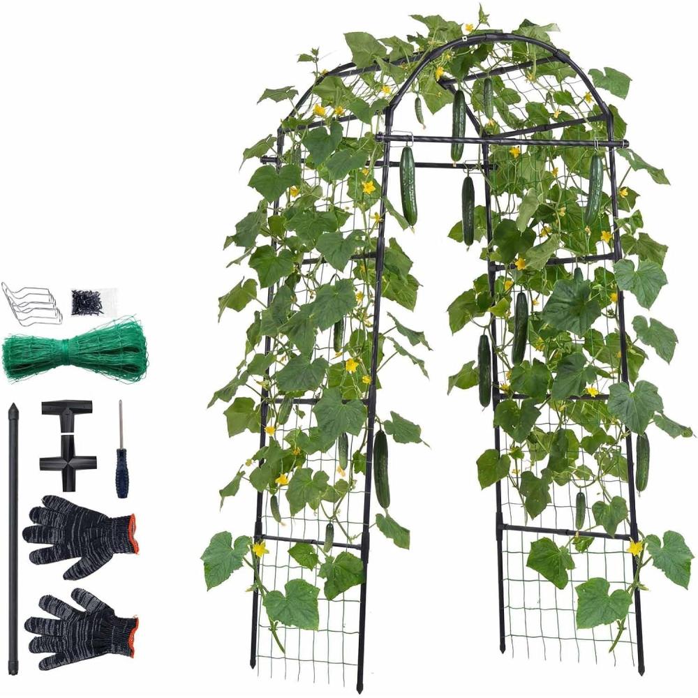 image:imageVEVOR Cucumber Trellis 83 inch Tall Garden Arch Trellis UShape Garden Trellises for Raised Bed Metal Arch Outdoor Climbing Plants Support for Vine Peas Beans Zucchini Tomato Squash FlowersArch Trellis