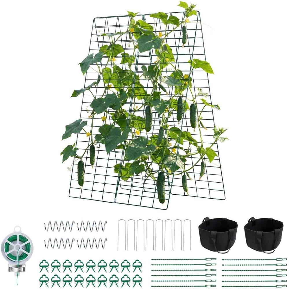 image:imageVEVOR Cucumber Trellis No Assembly Required 39 High 2 Pack Foldable AFrame Garden Trellises for Raised Bed Metal Rustproof Outdoor Climbing Plant Support for Vine Peas Beans Tomato Flowers46 x 34