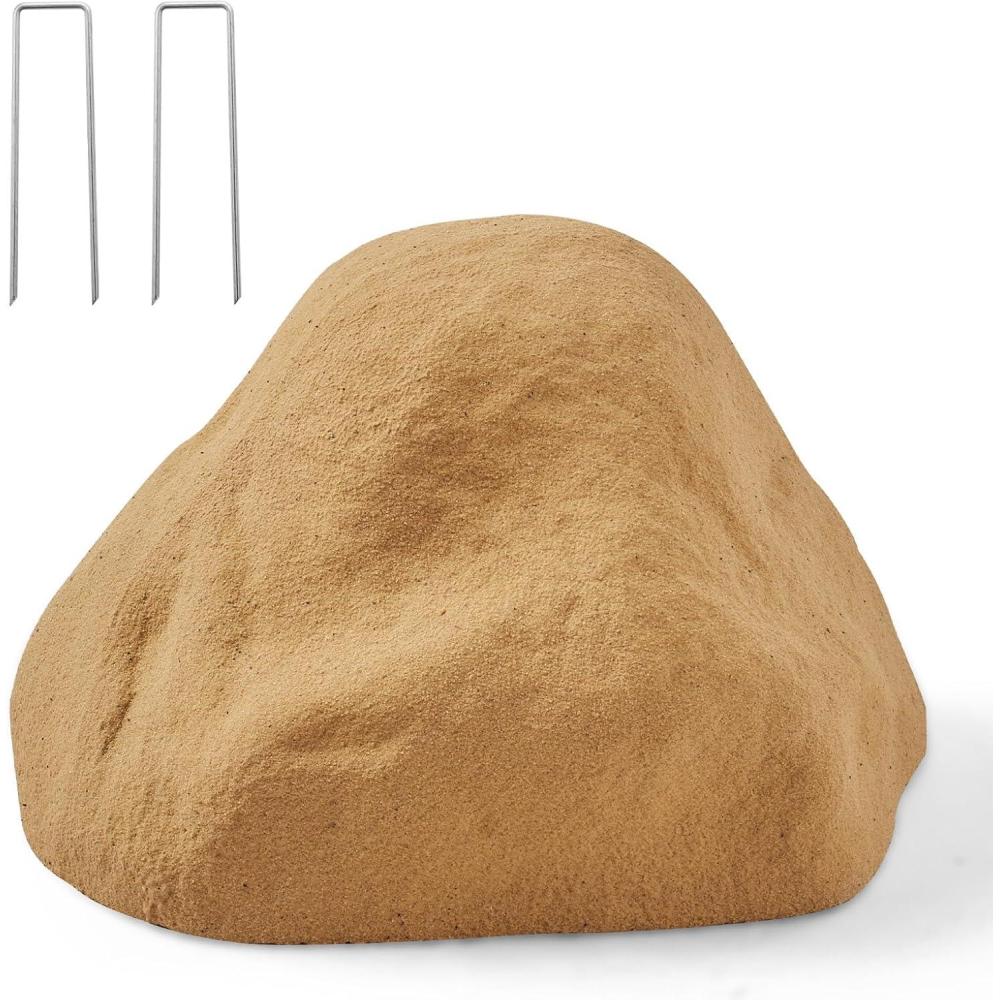 image:imageVEVOR Faux Rock Cover Outdoor Fake Rock Well Pump Cover Realistic Natural Texture Lightweight amp WeatherResistant Polyresin Artificial Boulder for Landscaping Garden Yard Dcor Brown Small SizeIrregular conesmall sizesandy color