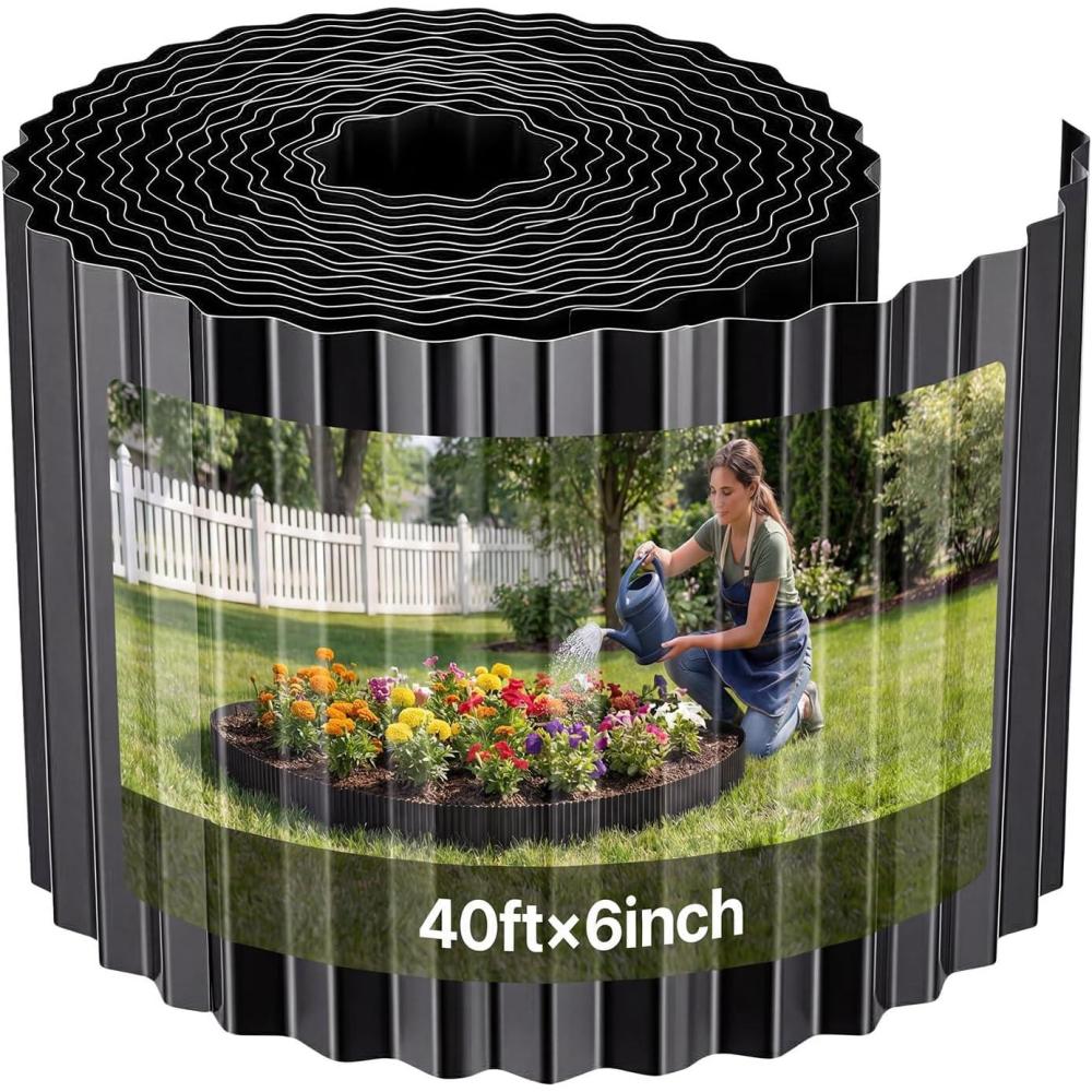 image:imageVEVOR Galvanized Steel Landscape Edging 50 ft x 6 in Metal Edging for Landscaping with Gloves EasytoInstall Bendable Metal Strips Heavy Duty Metal Garden Edge Border for Flower Bed Yard PathwayBlack