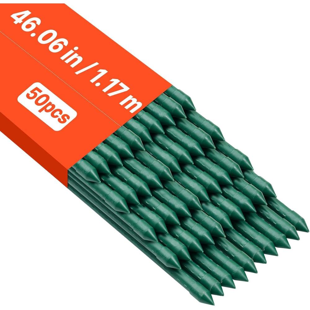 image:imageVEVOR Garden Stakes 25 Pack 8268 inch Plastic Coated Metal Tomato Stakes Garden Sticks for Plants Support with Pointed End and NonSlip Bumps for Growing Climbing Plants Outdoor Vegetables12m11mm