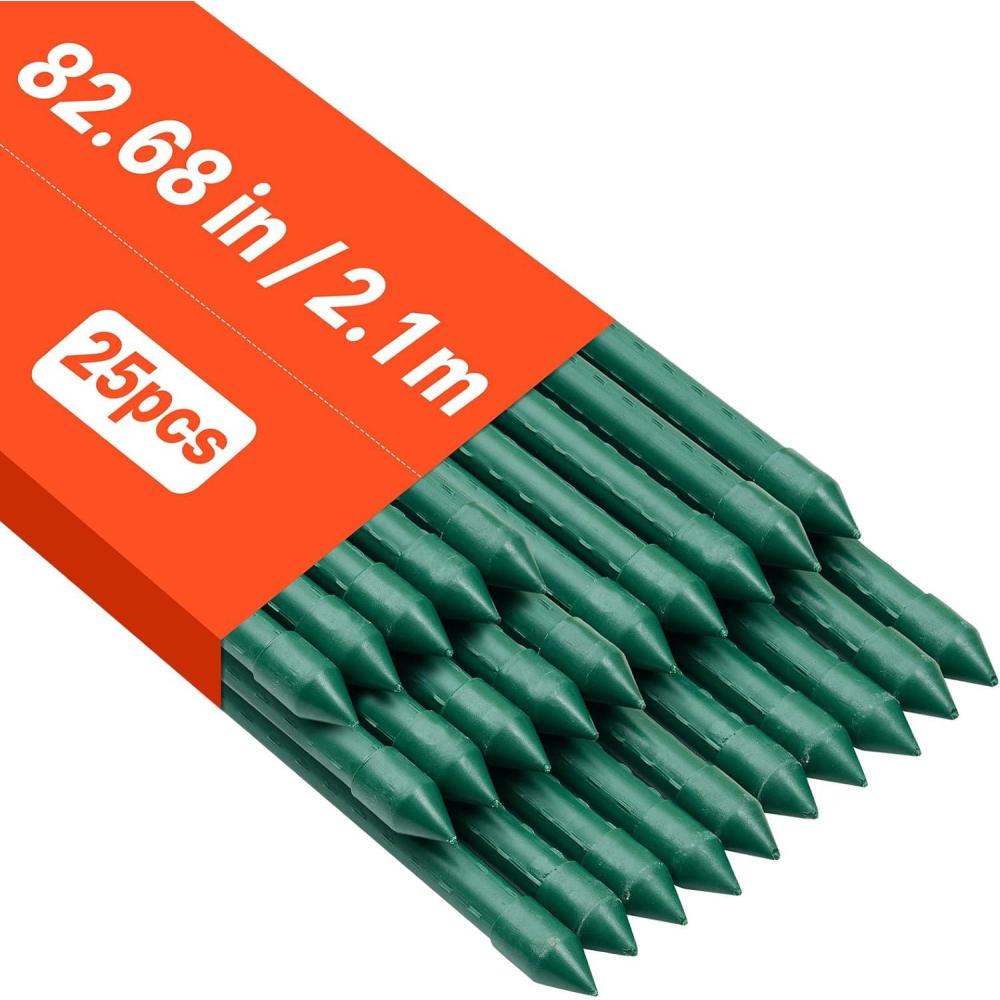 image:imageVEVOR Garden Stakes 25 Pack 8268 inch Plastic Coated Metal Tomato Stakes Garden Sticks for Plants Support with Pointed End and NonSlip Bumps for Growing Climbing Plants Outdoor Vegetables21m11mm