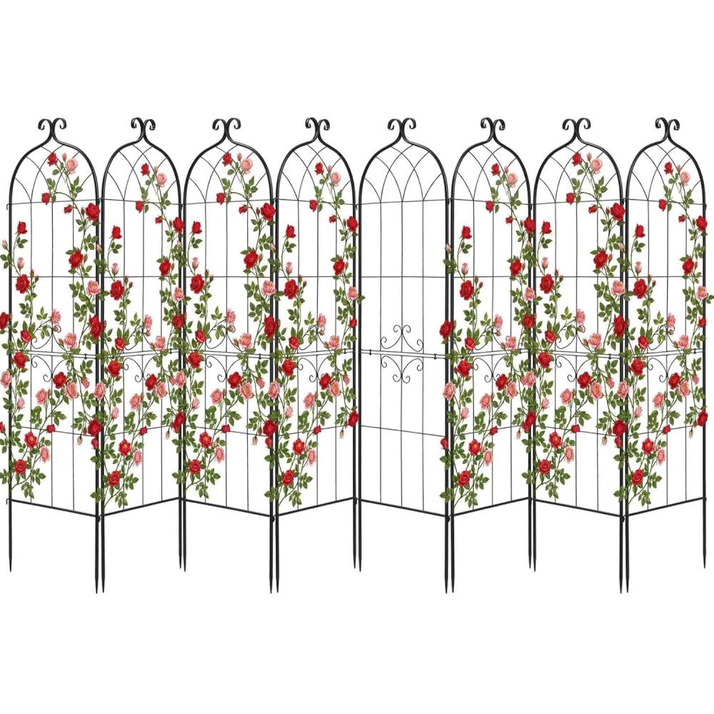 image:imageVEVOR Garden Trellis 71 x 20 inch Rose Trellis 4 Packs Garden Flower Rose Trellises with PowderCoated Finish amp Convenient Locking Design Plant Support Trellises for Flowers Vegetables Roses8 PacksStyle2
