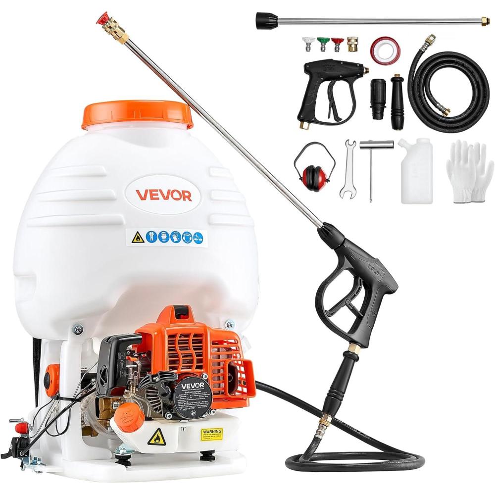 image:imageVEVOR Gas Powered Backpack Sprayer 265CC 09HP Engine Garden Sprayer with 65 Gallon Tank Large Area Coverage Lawn Spraying Machine with 24 in Wand amp Nozzles for Efficient Gardening amp Farming5 Gal Backpack Sprayer