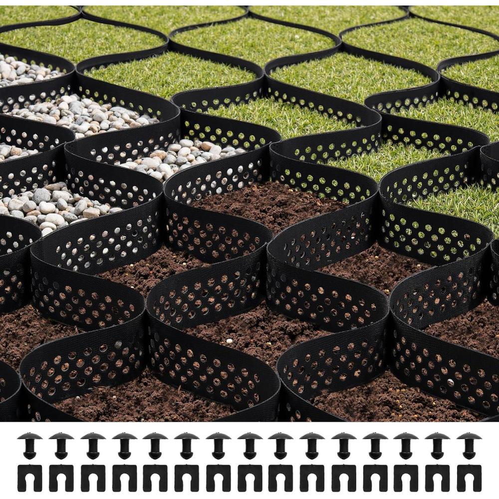 image:imageVEVOR Gravel Grid 3 Inch Depth 2493 x 952 FT 7600 x 2900 mm 1880 LBS Per Sq ft Grass Ground Retainer Permeable Geo Grids Driveway Stabilization for Garden Patio Walkway RV Parking Slopes