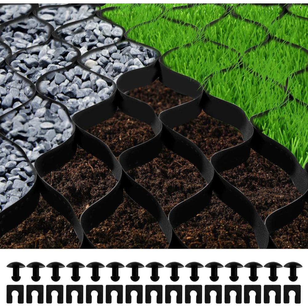 image:imageVEVOR Ground Grid 27 ft x 4 ft 1885 lbs per Sq Ft Load Geo Grid 2 Depth Permeable Stabilization System for DIY Patio Walkway Shed Base Light Vehicle Driveway Parking Lot Grass and Gravel27ft x 4ft
