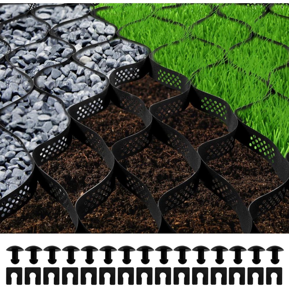 image:imageVEVOR Ground Grid 27 ft x 4 ft 1885 lbs per Sq Ft Load Geo Grid 2 Depth Permeable Stabilization System for DIY Patio Walkway Shed Base Light Vehicle Driveway Parking Lot Grass and Gravel25ft x 95ft