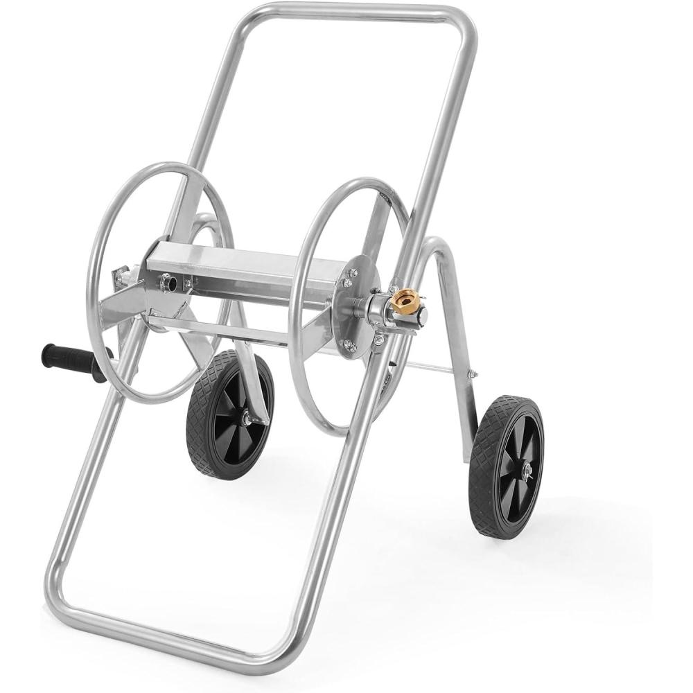 image:imageVEVOR Hose Reel Cart Hold Up to 250 ft of 58 Hose Garden Water Hose Carts Mobile Tools with 4 Wheels Heavy Duty PowderCoated Steel Outdoor Planting with Storage Basket for Garden Yard Lawn175 ft