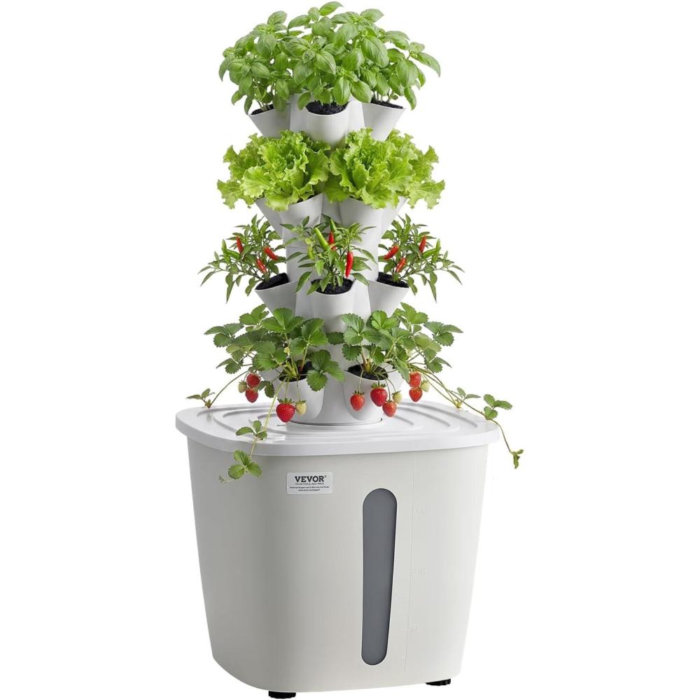 image:imageVEVOR Hydroponic Tower 20 Pods 4 Tiers Hydroponics Growing System Kit Vertical Home Hydronic Garden with 20L Water Tank amp Pump Planter Plants Germination Kit for Indoor Herbs Fruits Vegetables