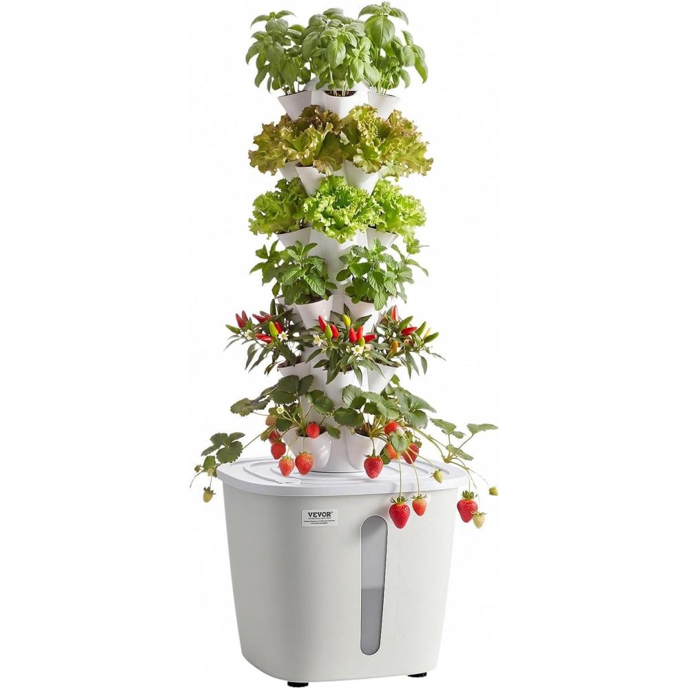 image:imageVEVOR Hydroponic Tower 30 Pods 6 Tiers Hydroponics Growing System Kit with App Control Vertical Home Garden with 20L Water Tank amp Pump Planter Germination Kit for Indoor Herbs Fruits Vegetables