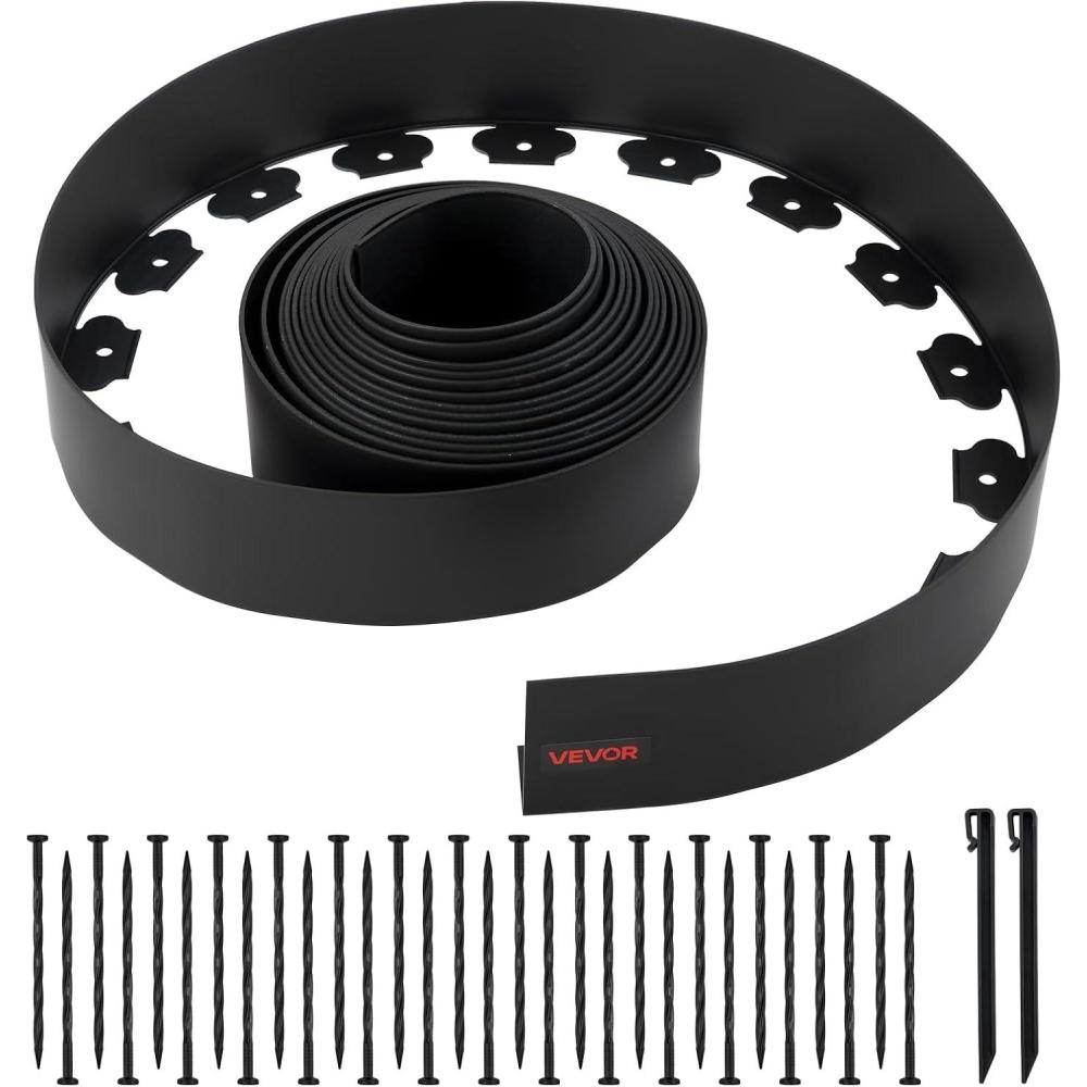 image:imageVEVOR Landscape Edging 20 ft x 2 in Plastic Garden Border Edging with 20 Spikes No Dig Flexible Lawn Edgings Roll UVResistant Mini Fence Borders Pathway Edgings for Flower Beds Yard Paver33ft4inLshaped