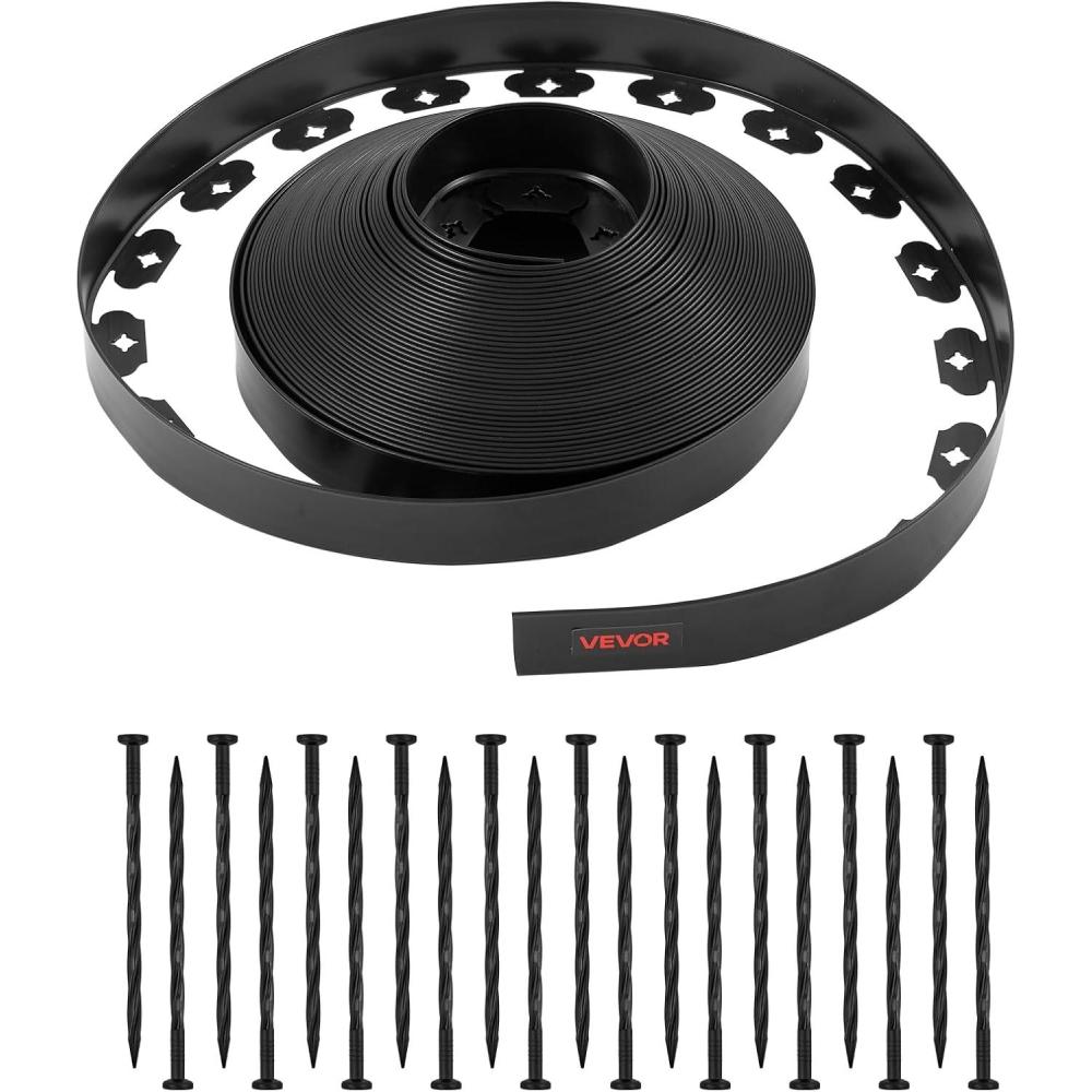 image:imageVEVOR Landscape Edging 20 ft x 2 in Plastic Garden Border Edging with 20 Spikes No Dig Flexible Lawn Edgings Roll UVResistant Mini Fence Borders Pathway Edgings for Flower Beds Yard Paver100ft15inLshaped